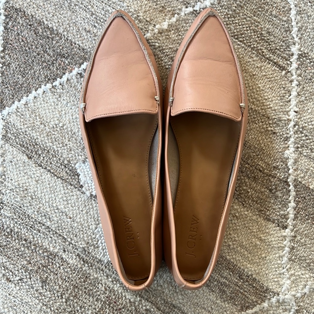 JCREW Leather Edie Loafers in Warm Beige